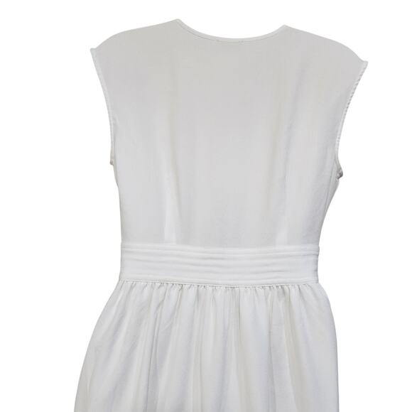 Maison Jules Sleeveless Split Neck Fit & Flare Dress Side Zip White Size Medium - Picture 7 of 10